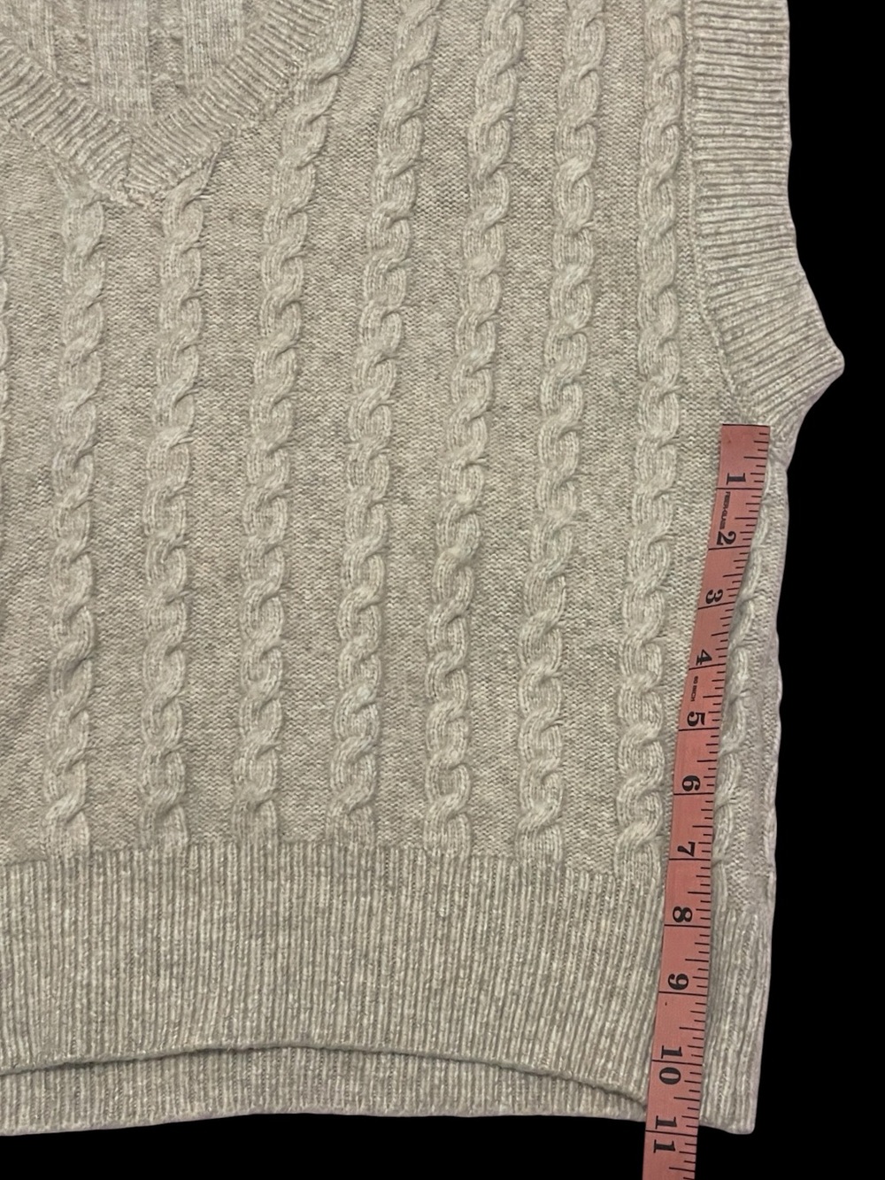 Cupcakes and Cashmere Cable Knit V-Neck Sweater Vest - Light Beige - Picture 3 of 7